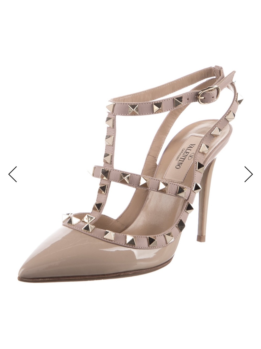 Valentino Nude Patent Leather Rockstud T-Strap Pump